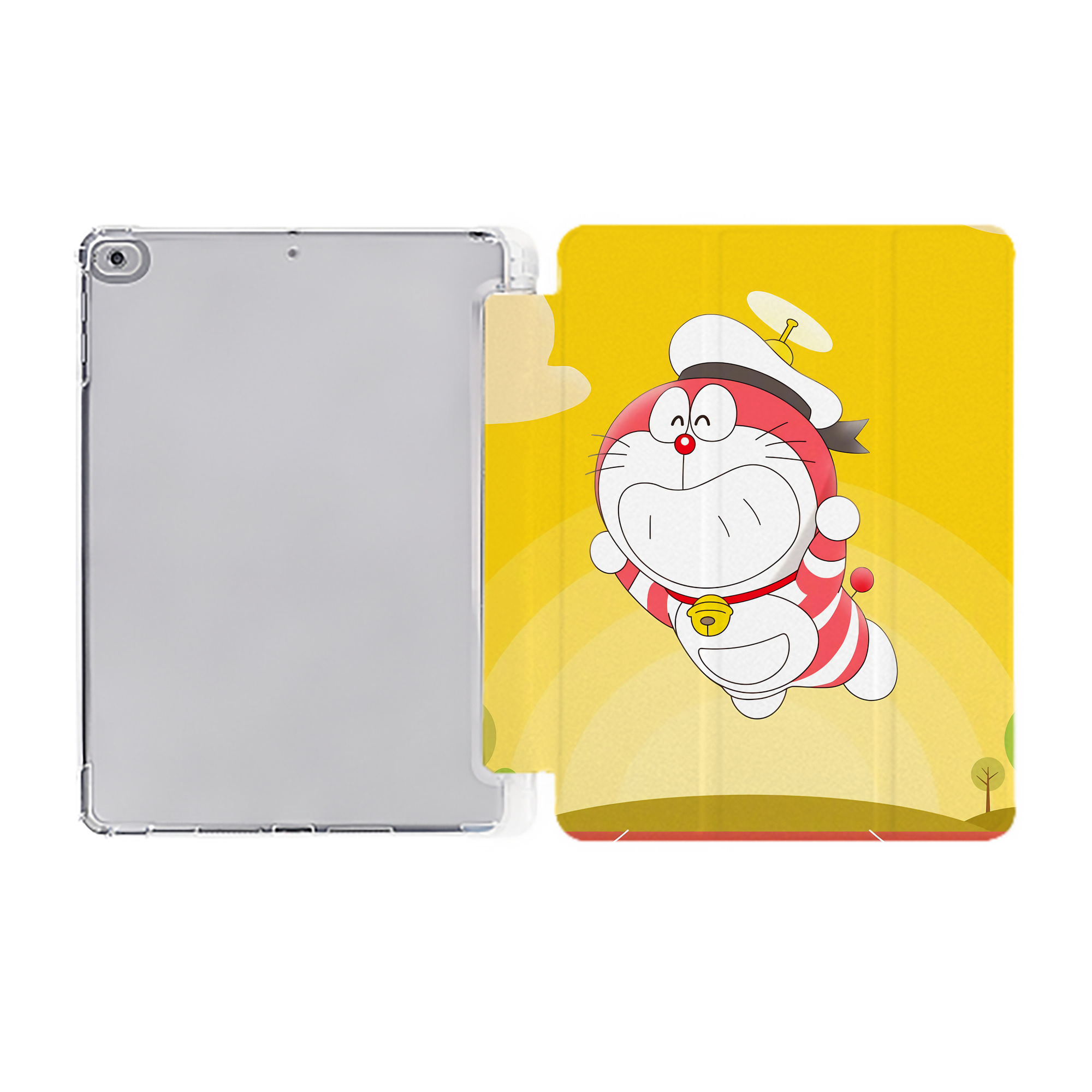 （画像用） ドラえもん Doraemon IPad ケース ペン収納付き 三つ折りスタンド PUレザー×シリコン 対応機種9.5/10.5/10.9インチ